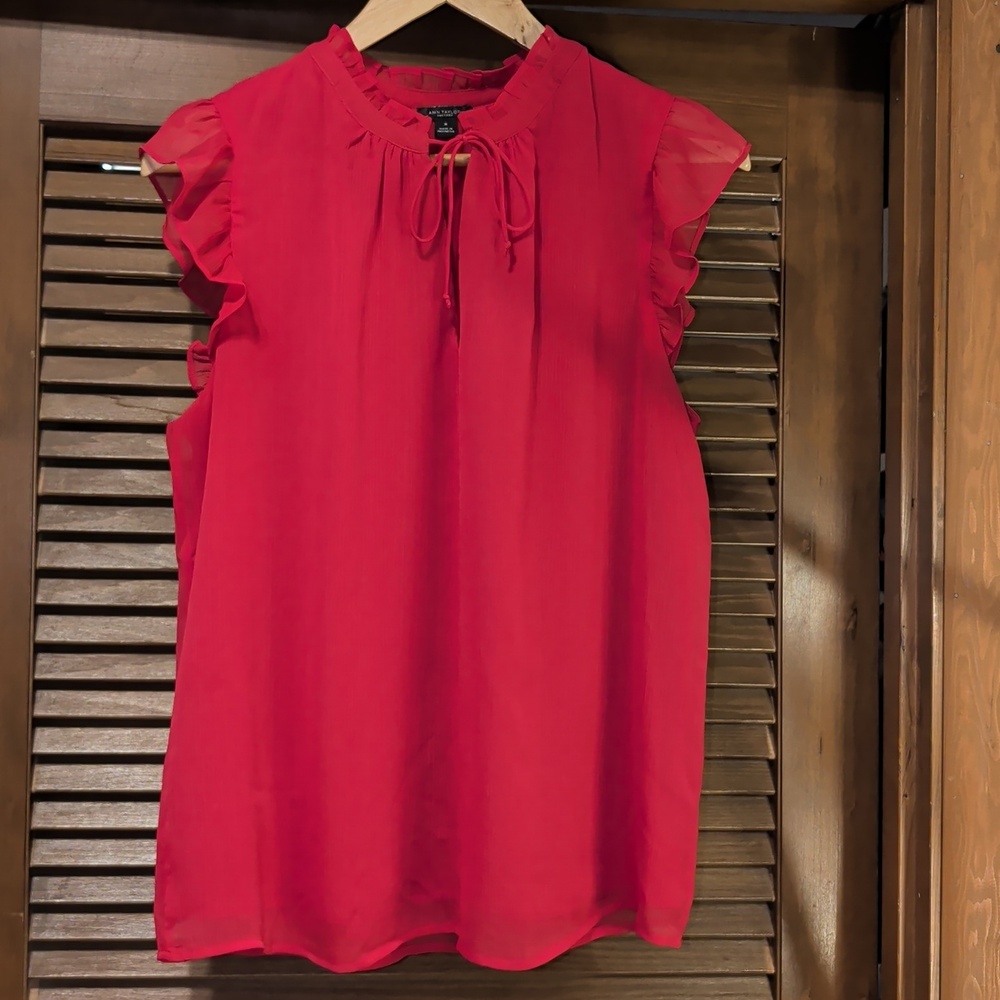 Barbie Pink Flutter Sleeve Blouse With Tie